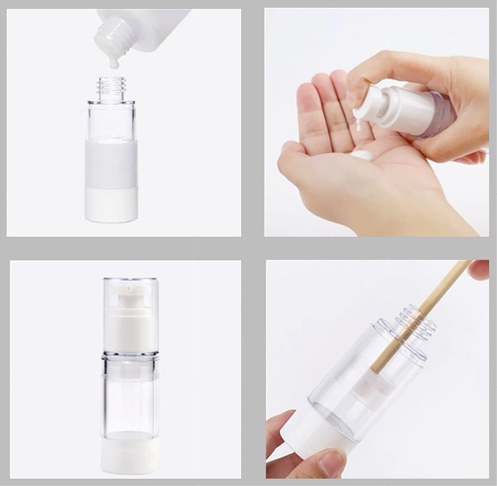 SET 2PZ BOTTIGLIA DA VIAGGI VUOTA FLACONE CON POMPA AIRLESS PER CREME 30ML 79406 - 4