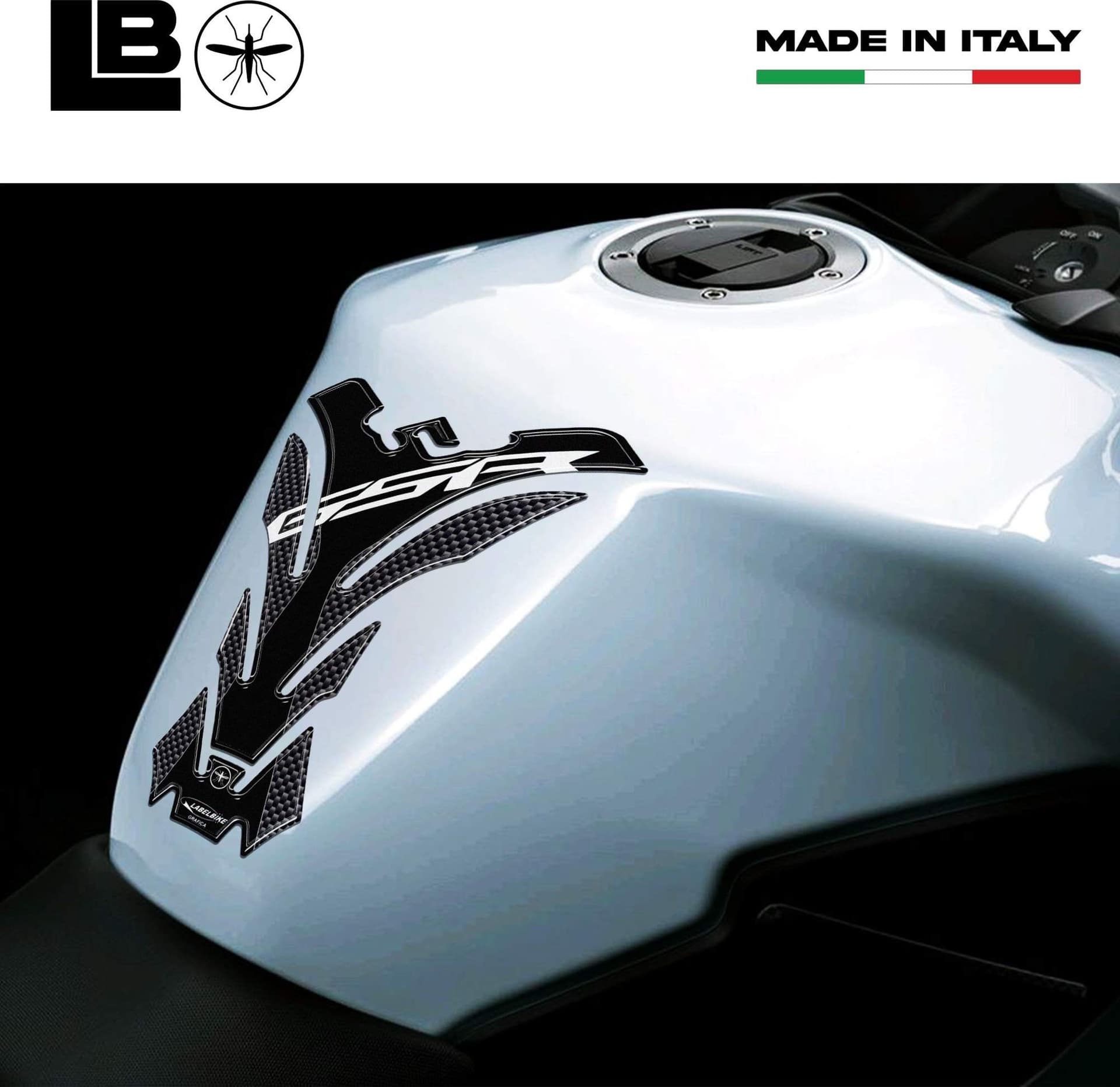 Adesivo Sticker Gel 3D Carbonio Paraserbatoio compatibile con Suzuki GSR - 4