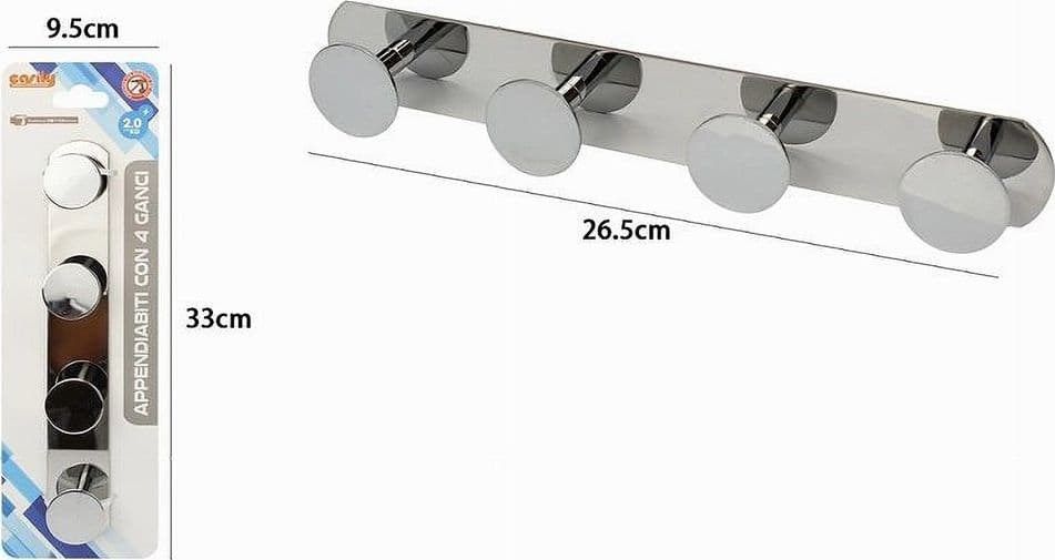 APPENDINO CON 4 GANCI APPENDI PORTA ASCIUGAMANO 4 POSTI BAGNO CASA CROMATO 59763 - 2