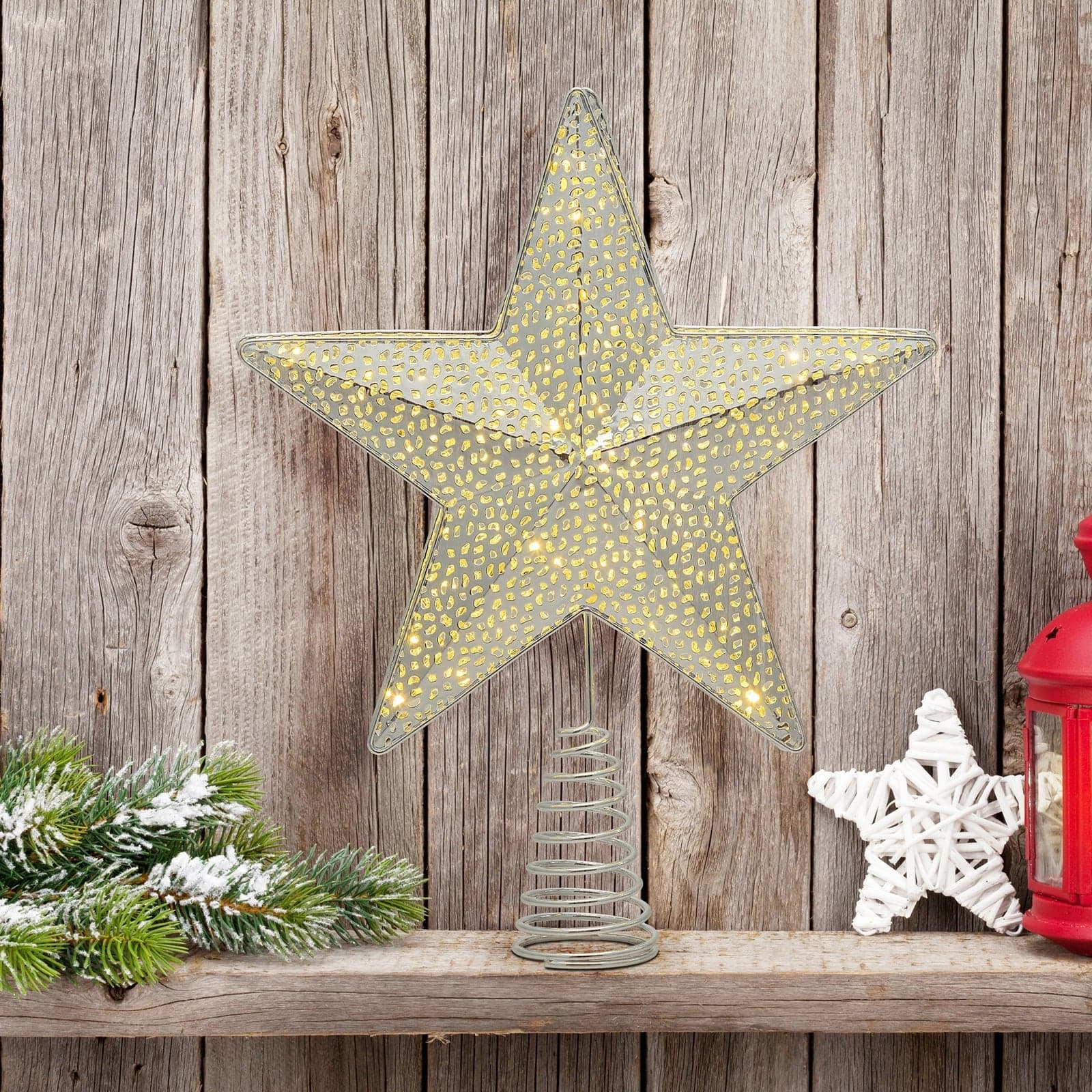 Puntale per albero di natale stella luminosa con 23 led bianco caldo addobbo natalizio Ø30 cm in Punte albero di Natale MagiediNatale.it - Altamura, commercioVirtuoso.it
