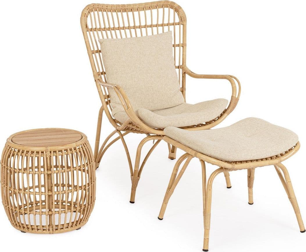 Tavolino "Mabel" tondo struttura in alluminio effetto rattan da giardino in Tavoli standard Decor Space - Altamura, commercioVirtuoso.it