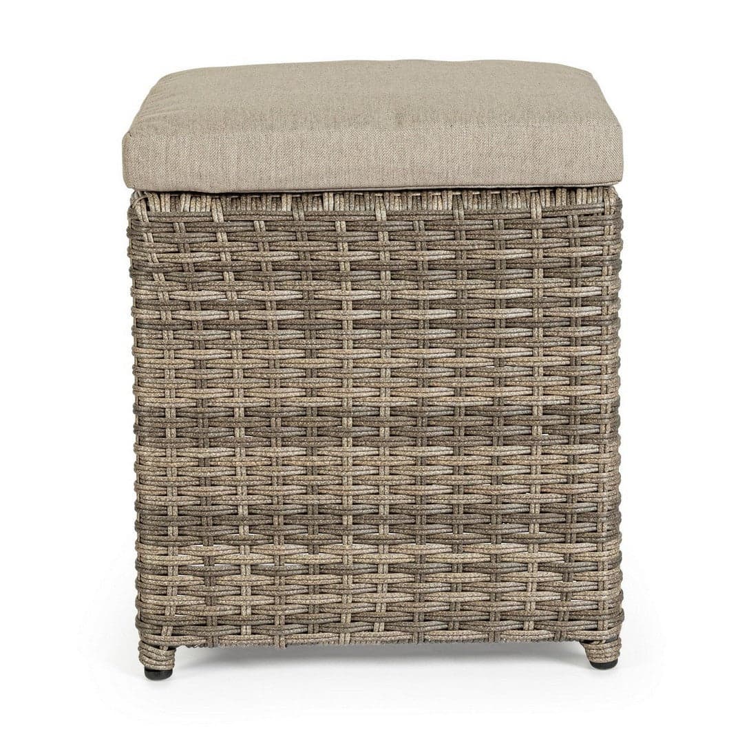 Pouf "Kent" struttura in alluminio con intreccio in fibra sintetica in Ottomane e poggiapiedi Decor Space - Altamura, commercioVirtuoso.it