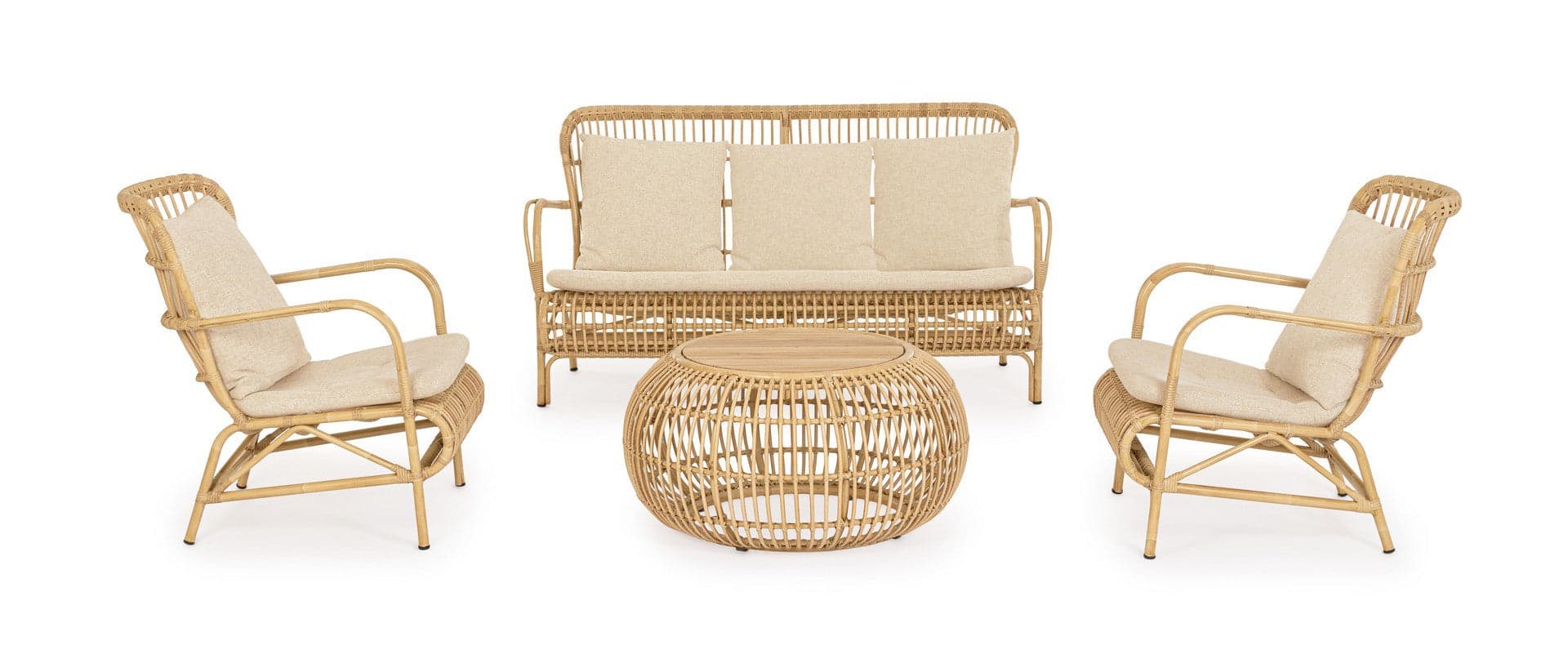 Tavolino "Florisel" struttura in alluminio verniciato effetto rattan da giardino in Tavoli standard Decor Space - Altamura, commercioVirtuoso.it