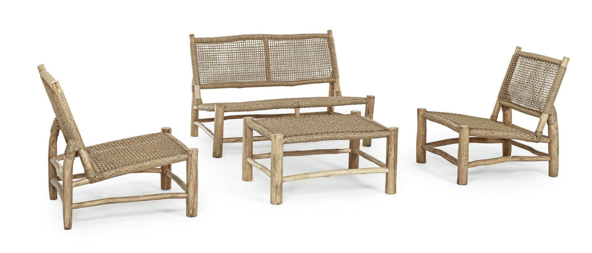 Divano "Lampok" da 2 posti, con struttura in rami di teak e schienale in fibra in Divani Decor Space - Altamura, commercioVirtuoso.it
