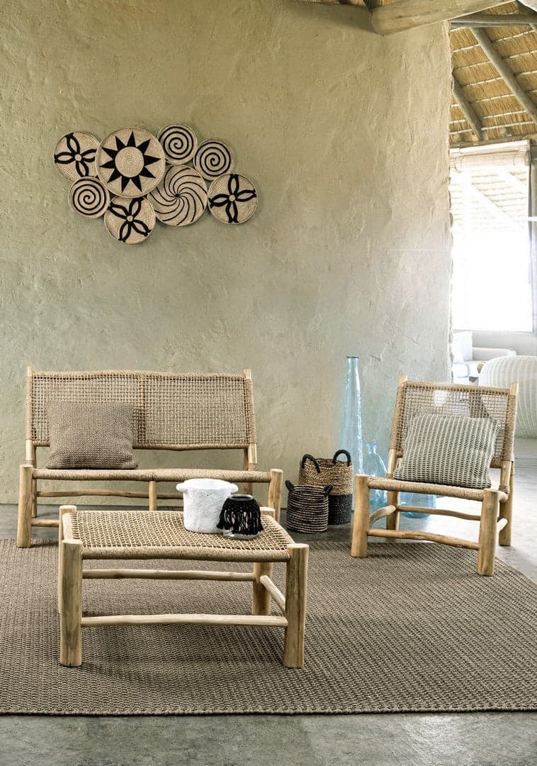 Divano "Lampok" da 2 posti, con struttura in rami di teak e schienale in fibra in Divani Decor Space - Altamura, commercioVirtuoso.it