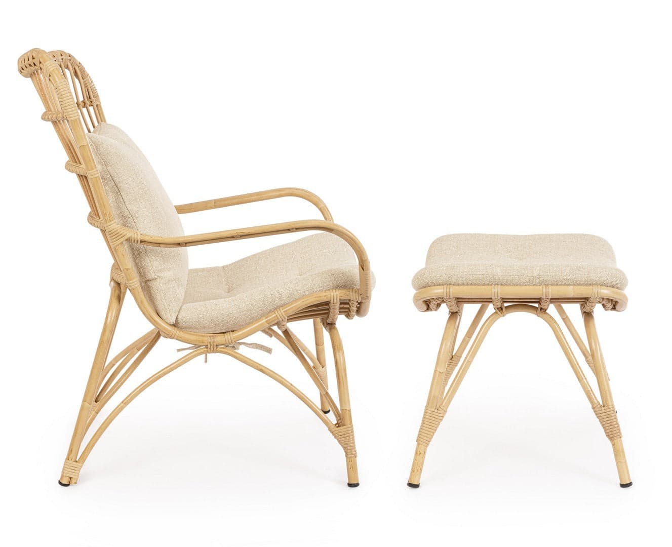 Poltrona "Lounge" con poggiapiedi in alluminio effetto rattan da giardino in Poltrone Decor Space - Altamura, commercioVirtuoso.it