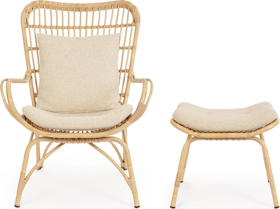 Poltrona "Lounge" con poggiapiedi in alluminio effetto rattan da giardino in Poltrone Decor Space - Altamura, commercioVirtuoso.it