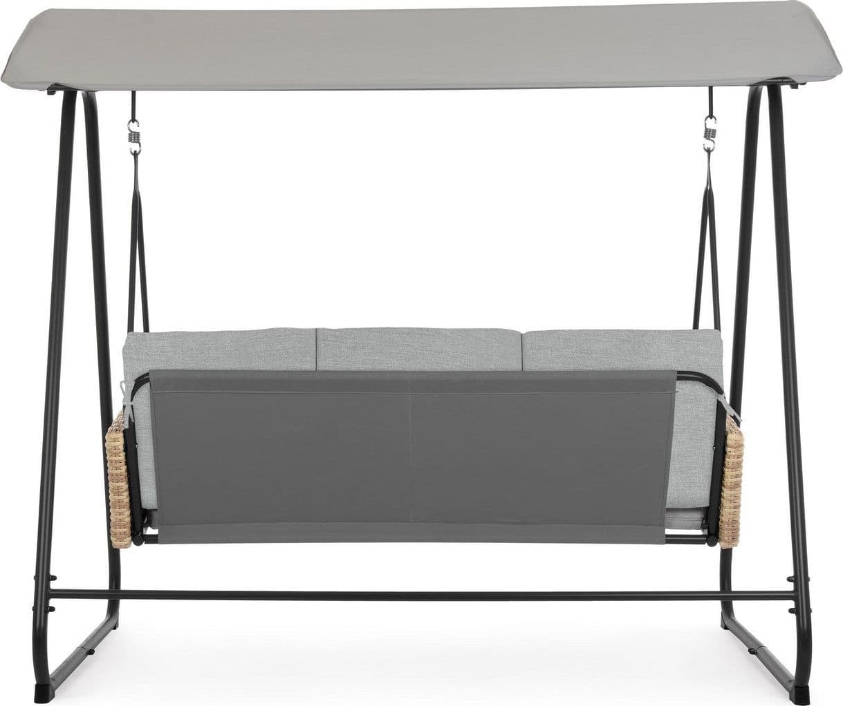 Dondolo 3 posti con cuscini "Easy" struttura in acciaio colore naturale e grigio in Dondoli coperti Decor Space - Altamura, commercioVirtuoso.it