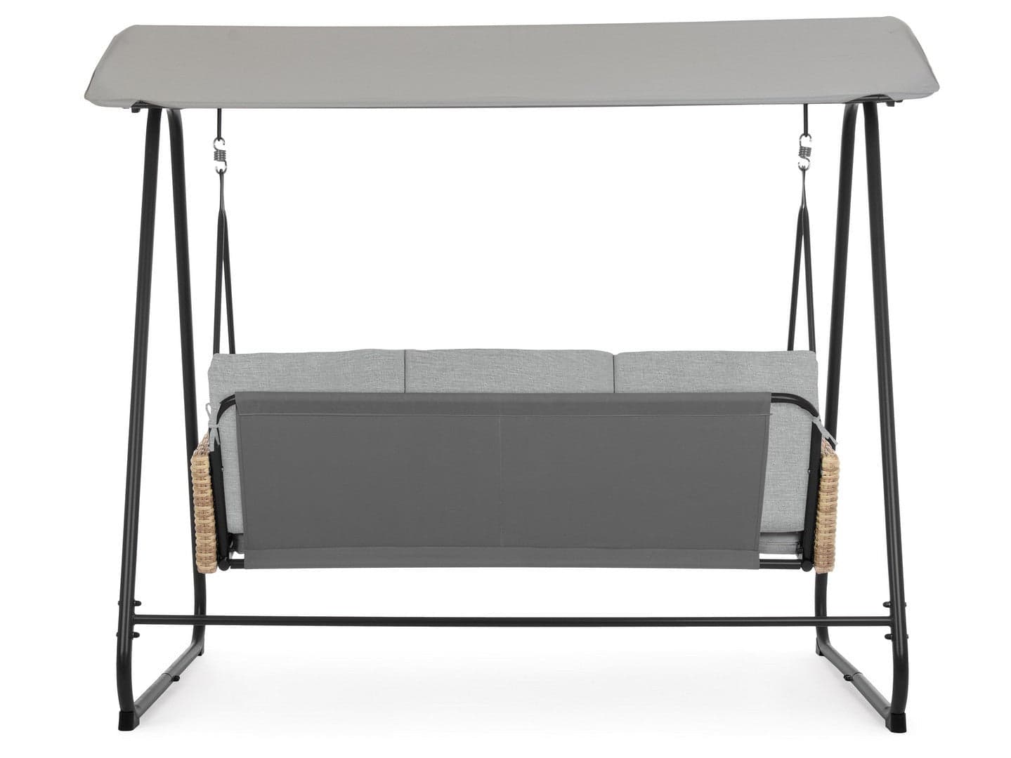 Dondolo 3 posti con cuscini "Easy" struttura in acciaio colore naturale e grigio in Dondoli coperti Decor Space - Altamura, commercioVirtuoso.it