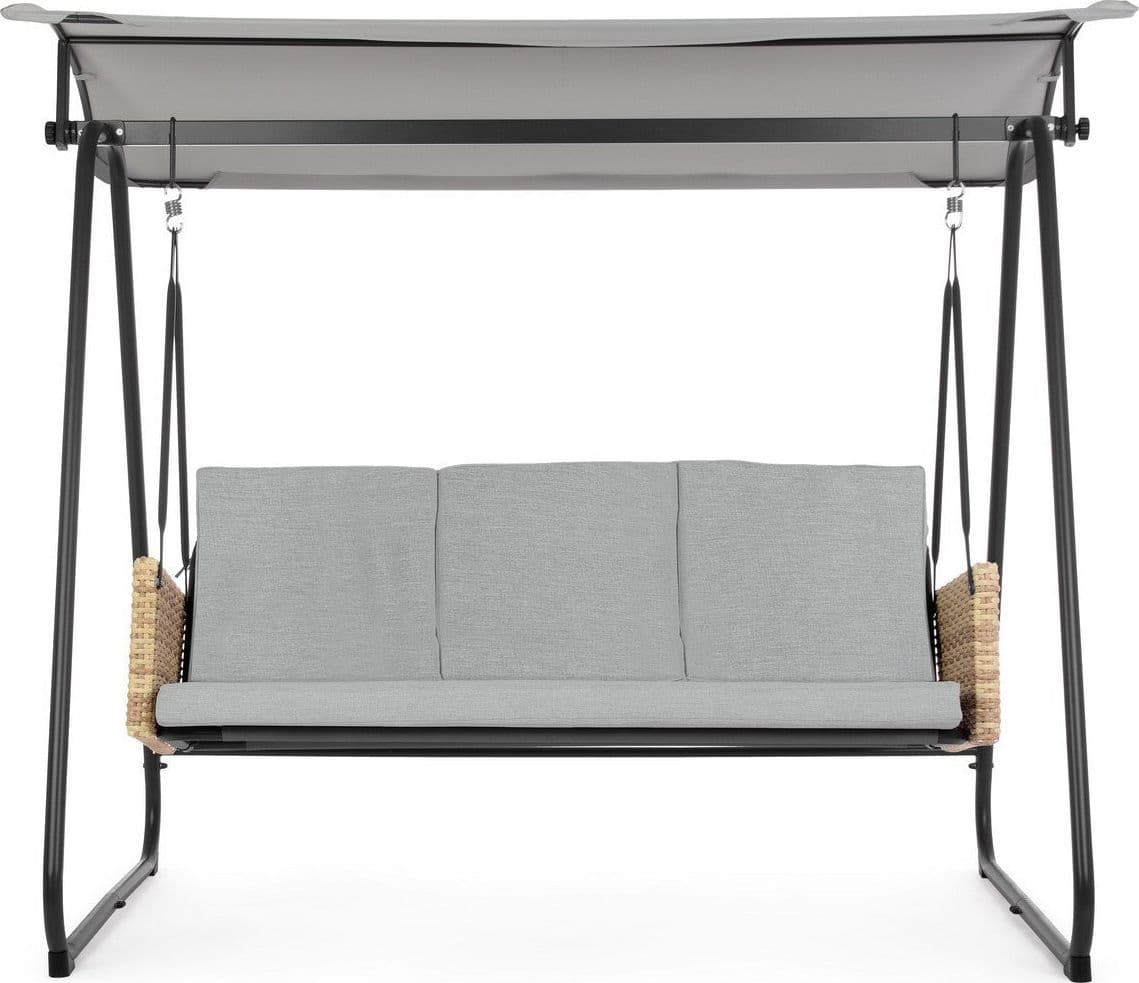 Dondolo 3 posti con cuscini "Easy" struttura in acciaio colore naturale e grigio in Dondoli coperti Decor Space - Altamura, commercioVirtuoso.it