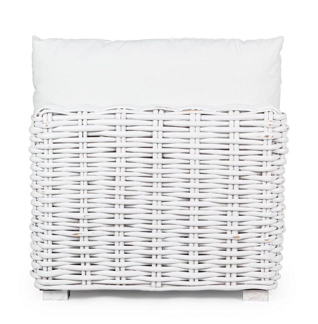Poltrona "Olivenza" struttura in rattan con cuscino colore bianco da giardino in Poltrone Decor Space - Altamura, commercioVirtuoso.it