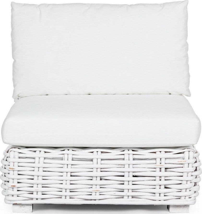 Poltrona "Olivenza" struttura in rattan con cuscino colore bianco da giardino in Poltrone Decor Space - Altamura, commercioVirtuoso.it