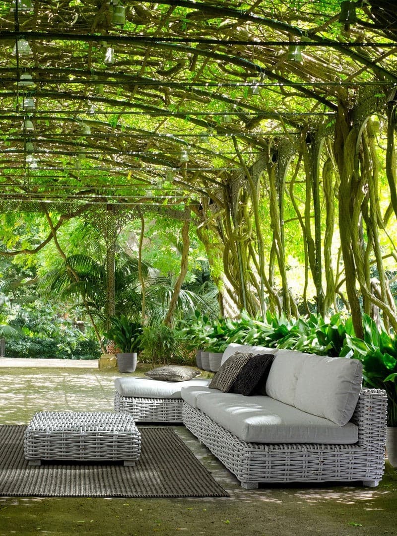 Poltrona "Olivenza" struttura in rattan con cuscino colore bianco da giardino in Poltrone Decor Space - Altamura, commercioVirtuoso.it