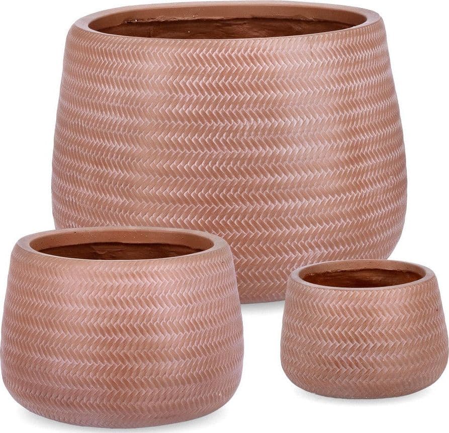 Vasi "Tressage" in fibra di vetro e argilla terracotta per fiori e piante da esterno set da 3 in Vasi tradizionali Decor Space - Altamura, commercioVirtuoso.it