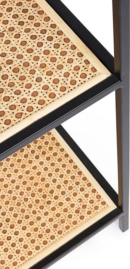 Libreria "Elyot" struttura in acciaio verniciato piani in MDF e rattan per interno in Librerie Decor Space - Altamura, commercioVirtuoso.it