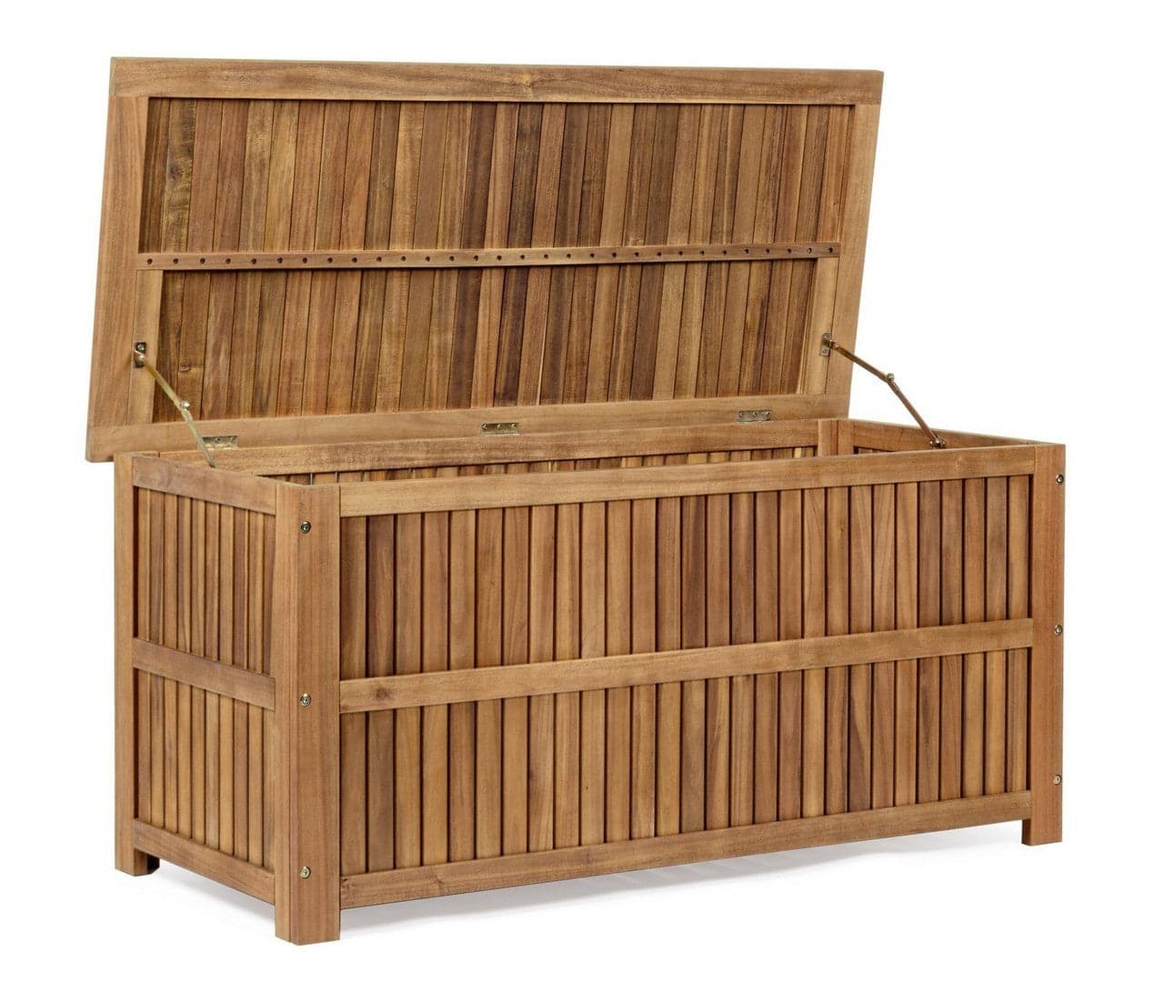 Baule contenitore "Noemi" porta cuscini in legno di acacia con finitura ad olio da 130 cm in Bauli e contenitori Decor Space - Altamura, commercioVirtuoso.it