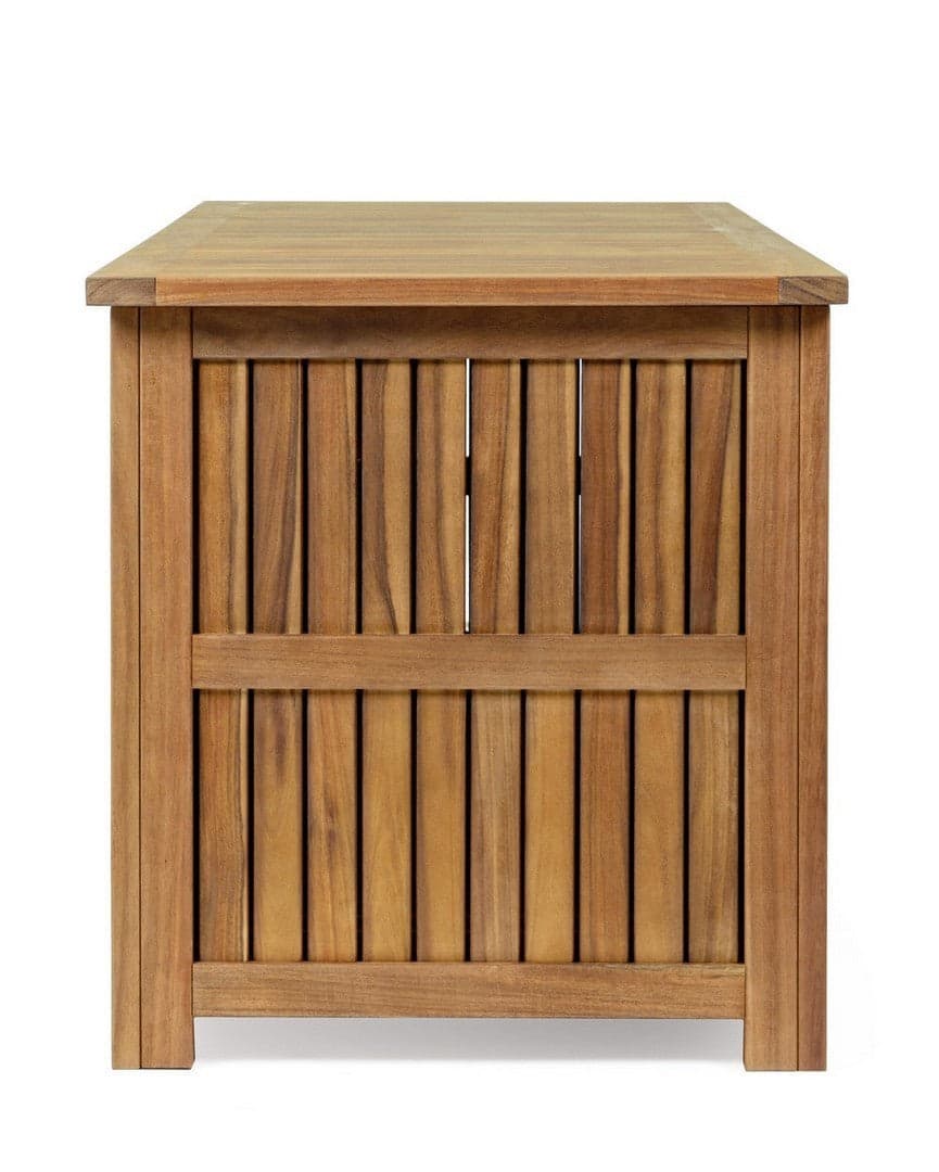 Baule contenitore "Noemi" porta cuscini in legno di acacia con finitura ad olio da 130 cm in Bauli e contenitori Decor Space - Altamura, commercioVirtuoso.it