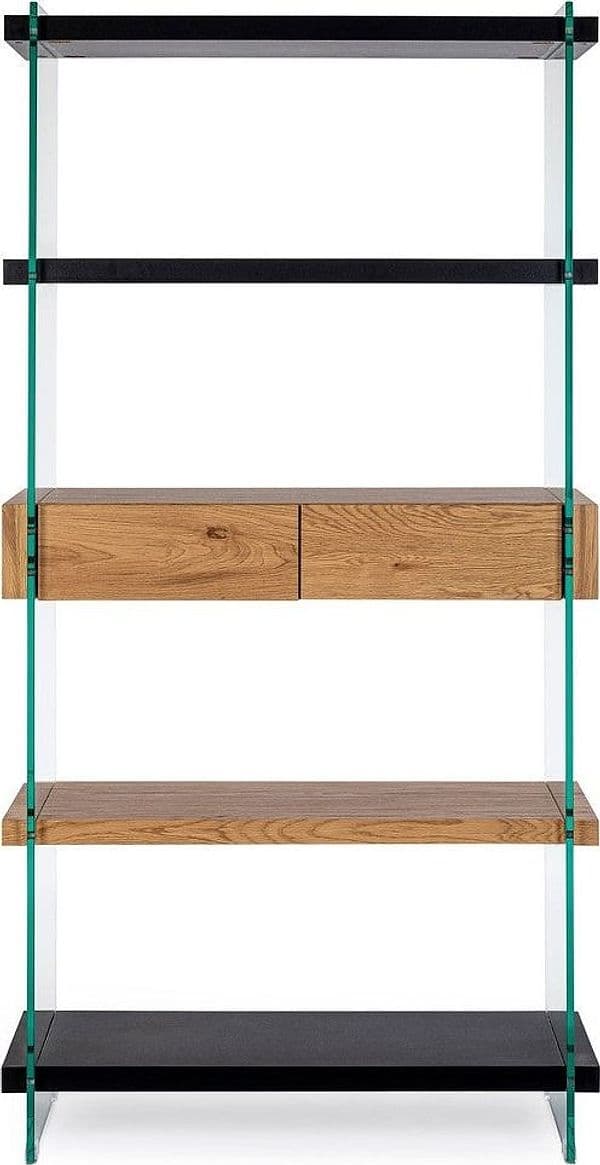 Libreria "Line Wood" struttura in legno MDF rivestito con fianchi in vetro per interno in Librerie Decor Space - Altamura, commercioVirtuoso.it