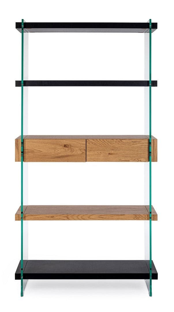 Libreria "Line Wood" struttura in legno MDF rivestito con fianchi in vetro per interno in Librerie Decor Space - Altamura, commercioVirtuoso.it