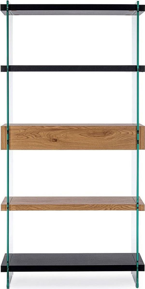 Libreria "Line Wood" struttura in legno MDF rivestito con fianchi in vetro per interno in Librerie Decor Space - Altamura, commercioVirtuoso.it