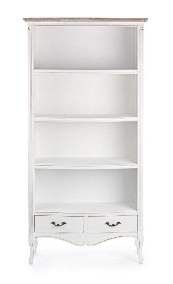 Libreria "Justine" struttura in legno paulownia colore bianco per interno in Librerie Decor Space - Altamura, commercioVirtuoso.it