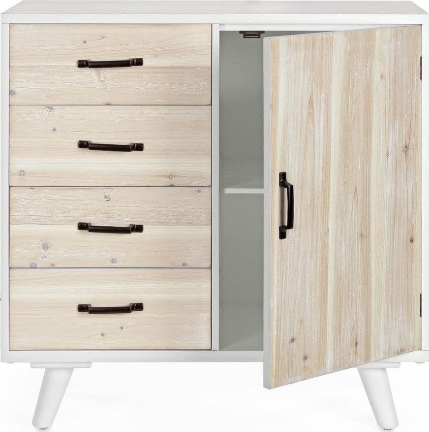Credenza "Norsborg" struttura in legno di abete con cassetti e maniglie in ferro in Credenze Decor Space - Altamura, commercioVirtuoso.it