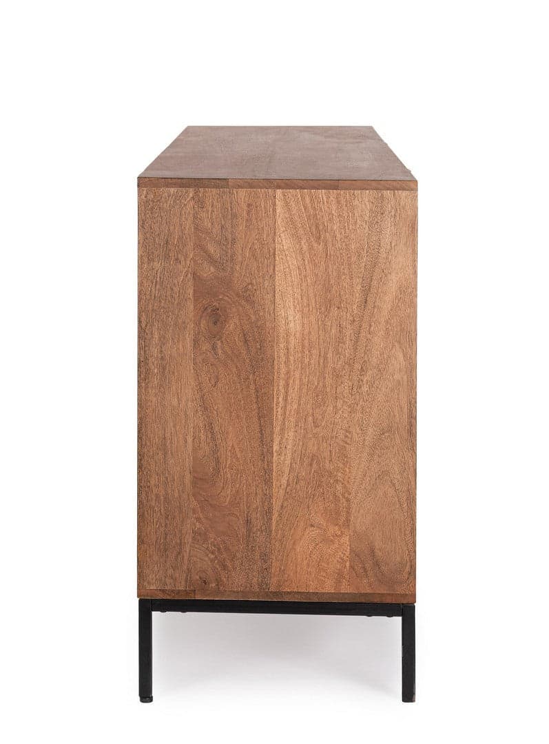 Cassettiera "Kindia" struttura in legno di mango massiccio con mensole e ante lavorate a mano in Credenze Decor Space - Altamura, commercioVirtuoso.it