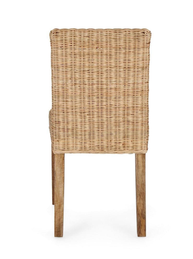 Sedia "Analuz" struttura in legno di mango con intreccio in rattan da interno in Sedie Decor Space - Altamura, commercioVirtuoso.it