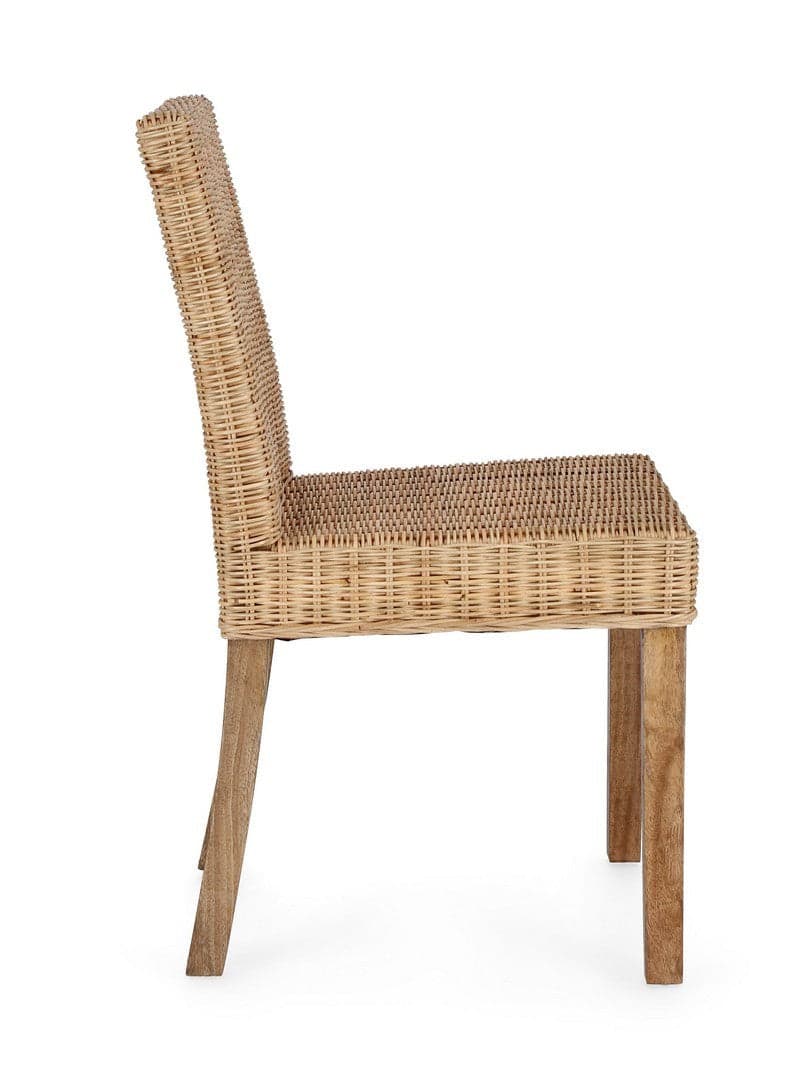 Sedia "Analuz" struttura in legno di mango con intreccio in rattan da interno in Sedie Decor Space - Altamura, commercioVirtuoso.it