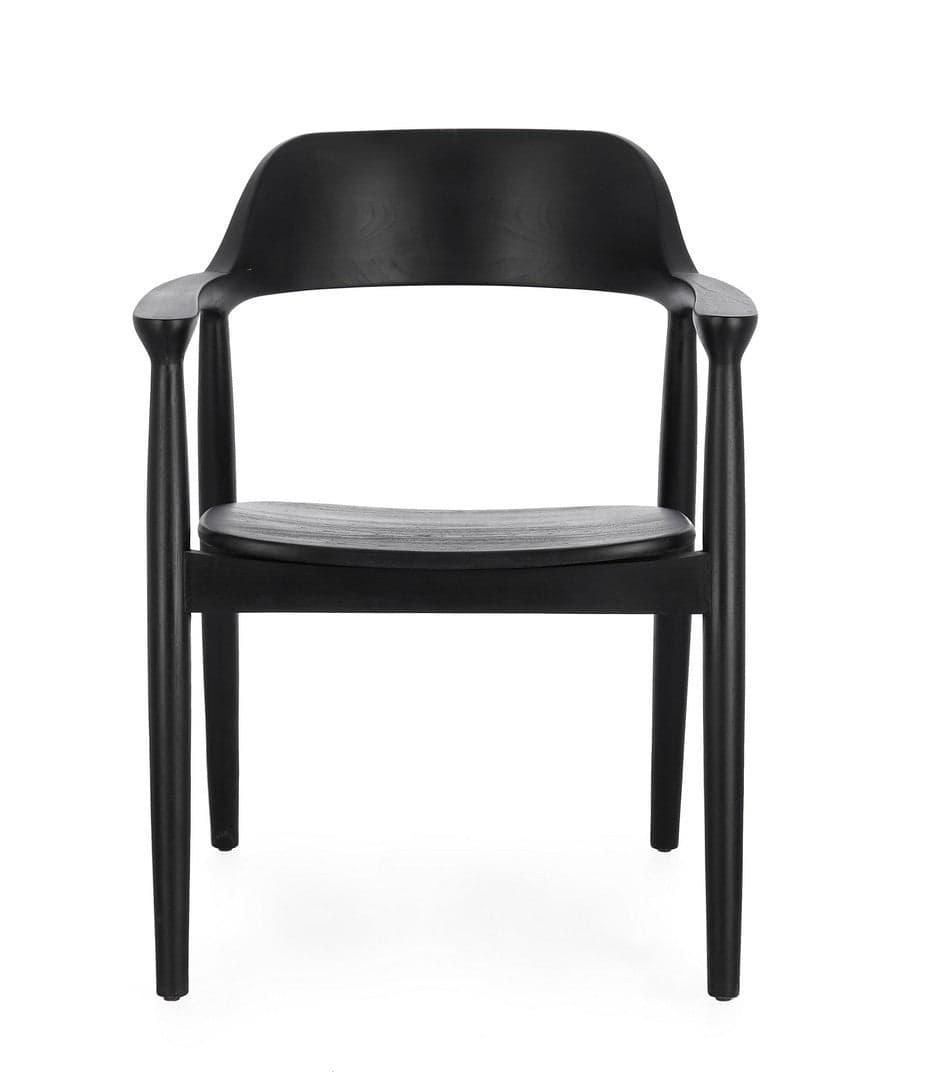 Sedia "Idris" in legno teak con braccioli colore nero da interno in Sedie Decor Space - Altamura, commercioVirtuoso.it