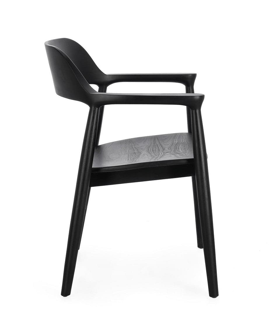 Sedia "Idris" in legno teak con braccioli colore nero da interno in Sedie Decor Space - Altamura, commercioVirtuoso.it