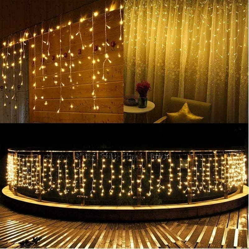 TENDA LUMINOSA NATALIZIA CASCATA DA ESTERNO  LUCI DI NATALE 250/300LED 10 METRI LUCE BIANCO CALDO - 4