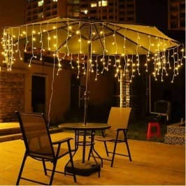 TENDA LUMINOSA NATALIZIA DA ESTERNO  LUCI DI NATALE 150 LED 5 METRI LUCE BIANCO CALDO - 4