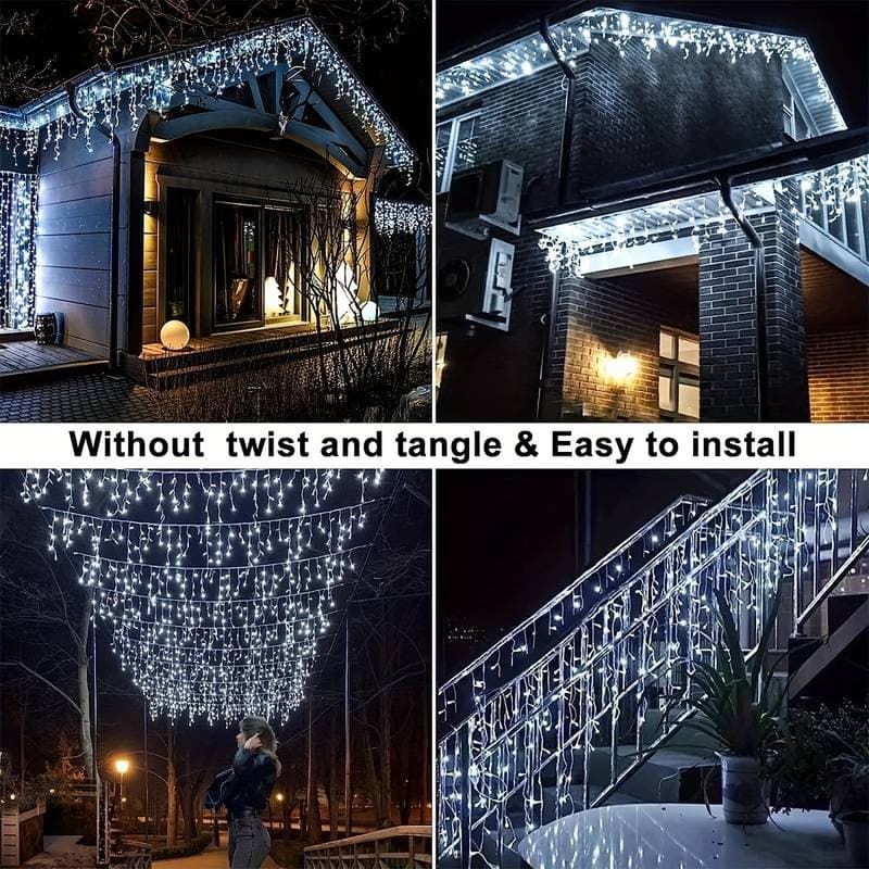 TENDA LUMINOSA NATALIZIA DA ESTERNO CASCATA   LUCI DI NATALE 150 LED 5 METRI LUCE BIANCO FREDDO - 5
