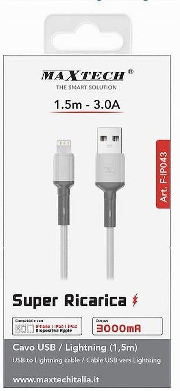 CAVO USB/LIGHTNING 3A 1.5 METRI SUPER RICARICA DATI PER IPAD IPOD IPHONE F-IP043 - 4