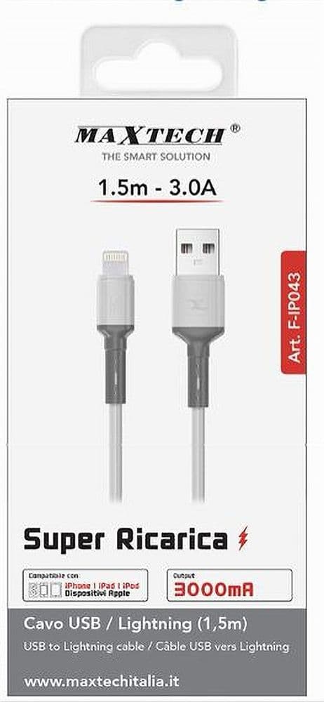 CAVO USB/LIGHTNING 3A 1.5 METRI SUPER RICARICA DATI PER IPAD IPOD IPHONE F-IP043 - 4