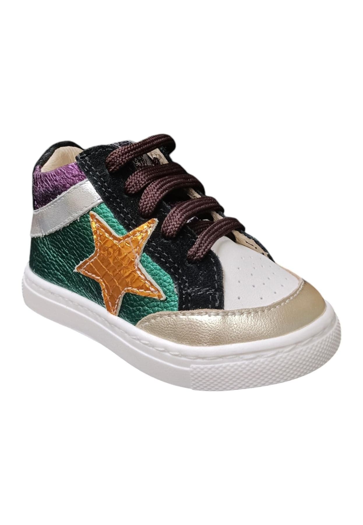 Scarpe sneakers Bimba ciao STAR BABY  bianco-verdone-viola-nero-arancione laccio e zip laterale in Ballerine Scarpetteria Gica - Trani, commercioVirtuoso.it