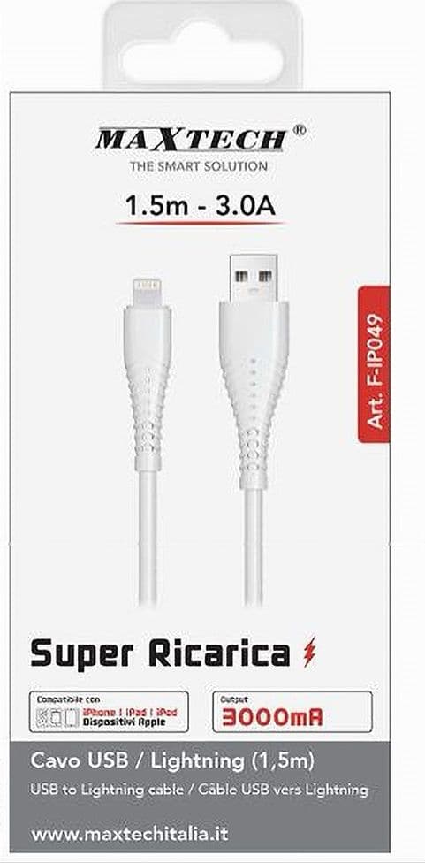 CAVO USB A LIGHTNING 3 A 1.5MT RICARICA RAPIDA DATI PER IPHONE IPAD IPOD F-IP049 - 4