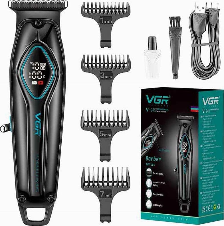 Tagliacapelli Professionale VGR V-945 – Rasoio e Trimmer Barber Precisione – Nero – MaxTech – classico