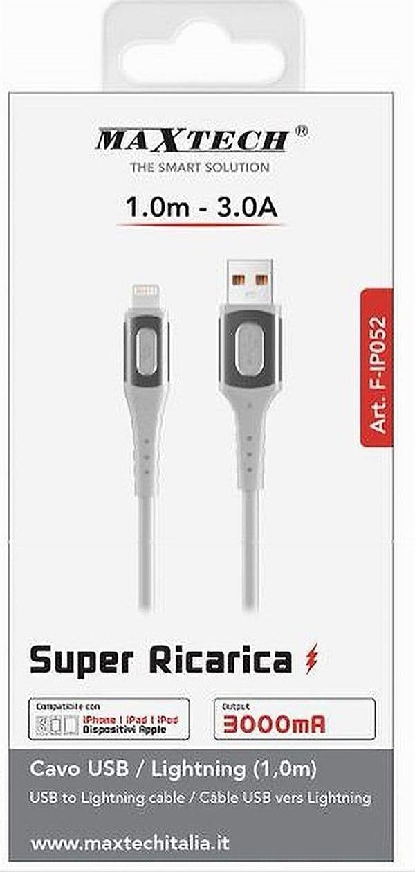 CAVO RICARICA SUPER TRASMISSIONE DATI USB A LIGHTNING 3A 1MT IPHONE IPAD F-IP052 - 4