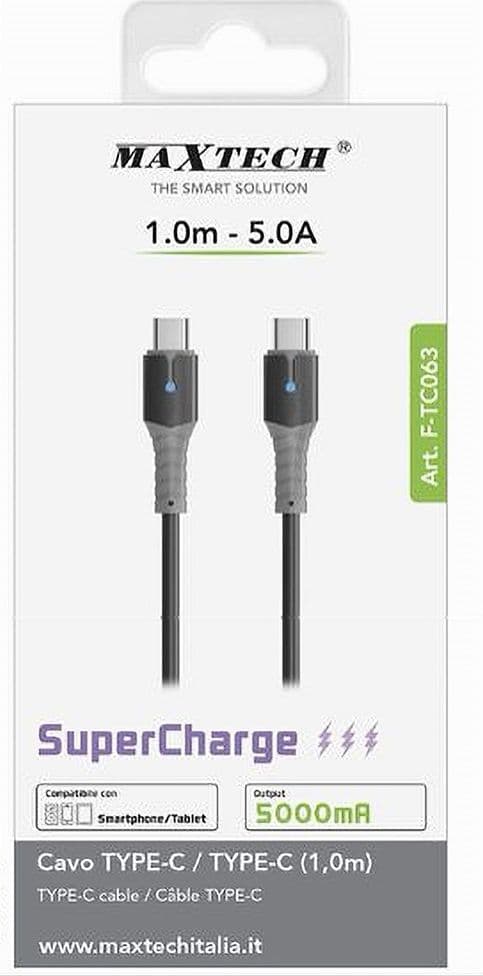 CAVO TYPE-C / TYPE-C SUPER RICARICA VELOCE 5A 1MT PER SMARTPHONE TABLET F-TC063 - 2