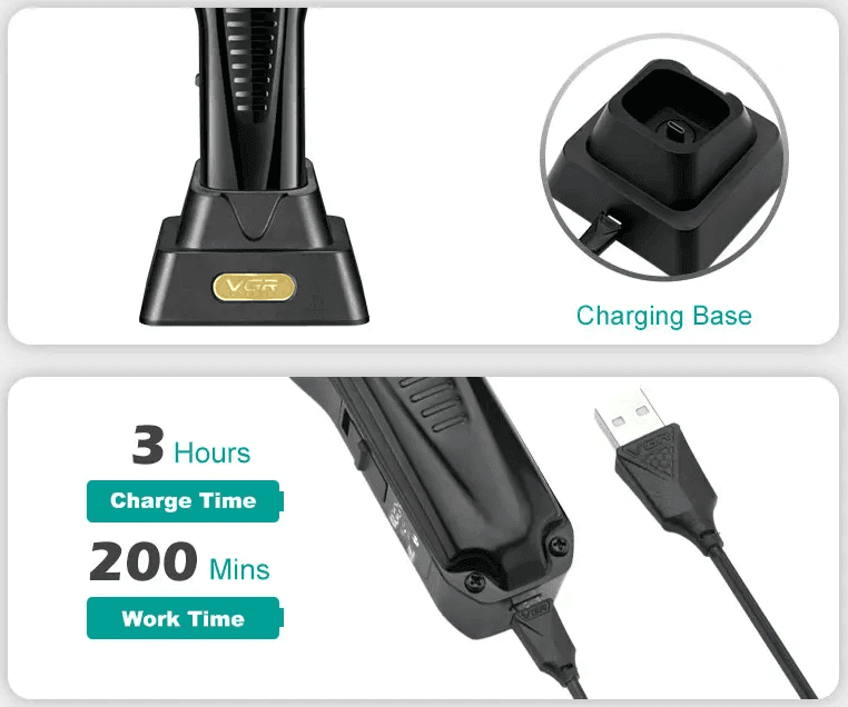 Tagliacapelli Professionale VGR V-651 Clipper Barber LED Lama Ceramica - 3