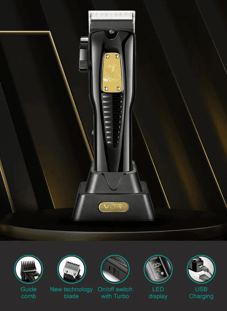 Tagliacapelli Professionale VGR V-651 Clipper Barber LED Lama Ceramica - 6