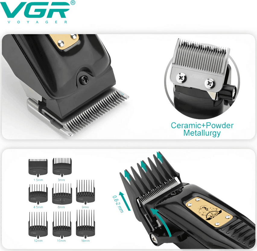 Tagliacapelli Professionale VGR V-651 Clipper Barber LED Lama Ceramica - 2