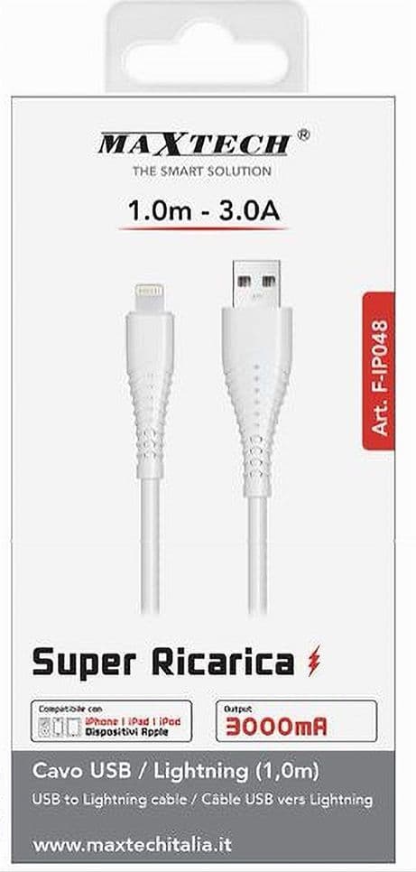 CAVO USB A LIGHTNING 3 A 1 MT RICARICA RAPIDA DATI PER IPHONE IPAD IPOD F-IP048 - 4
