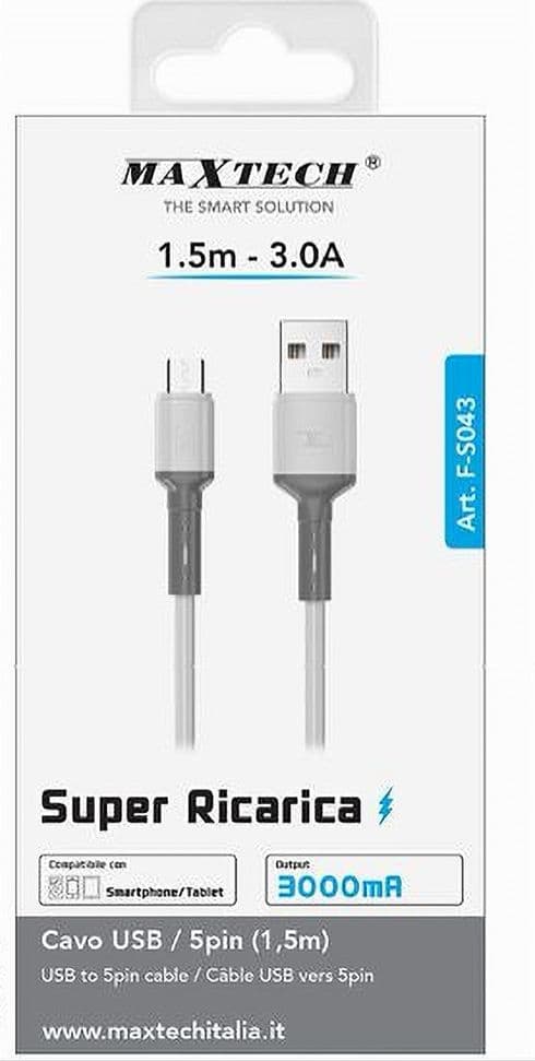 CAVO USB A MICRO USB 1.5 MT 3 A SUPER RICARICA DATI PER SMARTPHONE TABLET F-S043 - 4