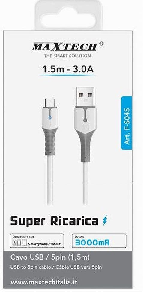 CAVO USB A MICRO USB SUPER RICARICA 1.5 MT 3 A DATI PER SMARTPHONE TABLET F-S045 - 4