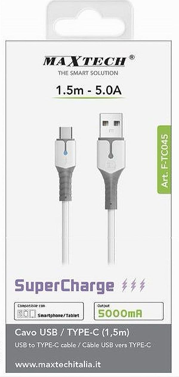 CAVO USB A TYPE-C 1.5 MT 5 A SUPERCHARGE RICARICA DATI SMARTPHONE TABLET F-TC045 - 4