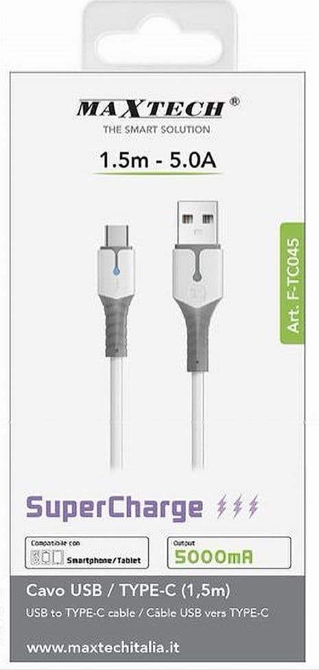 CAVO USB A TYPE-C 1.5 MT 5 A SUPERCHARGE RICARICA DATI SMARTPHONE TABLET F-TC045 - 4