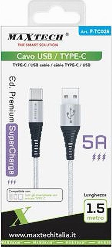 CAVO USB / TYPE-C 5 A 1.5 METRI TRASMISSIONE DATI SUPER RICARICA RAPIDA F-TC026 - 4